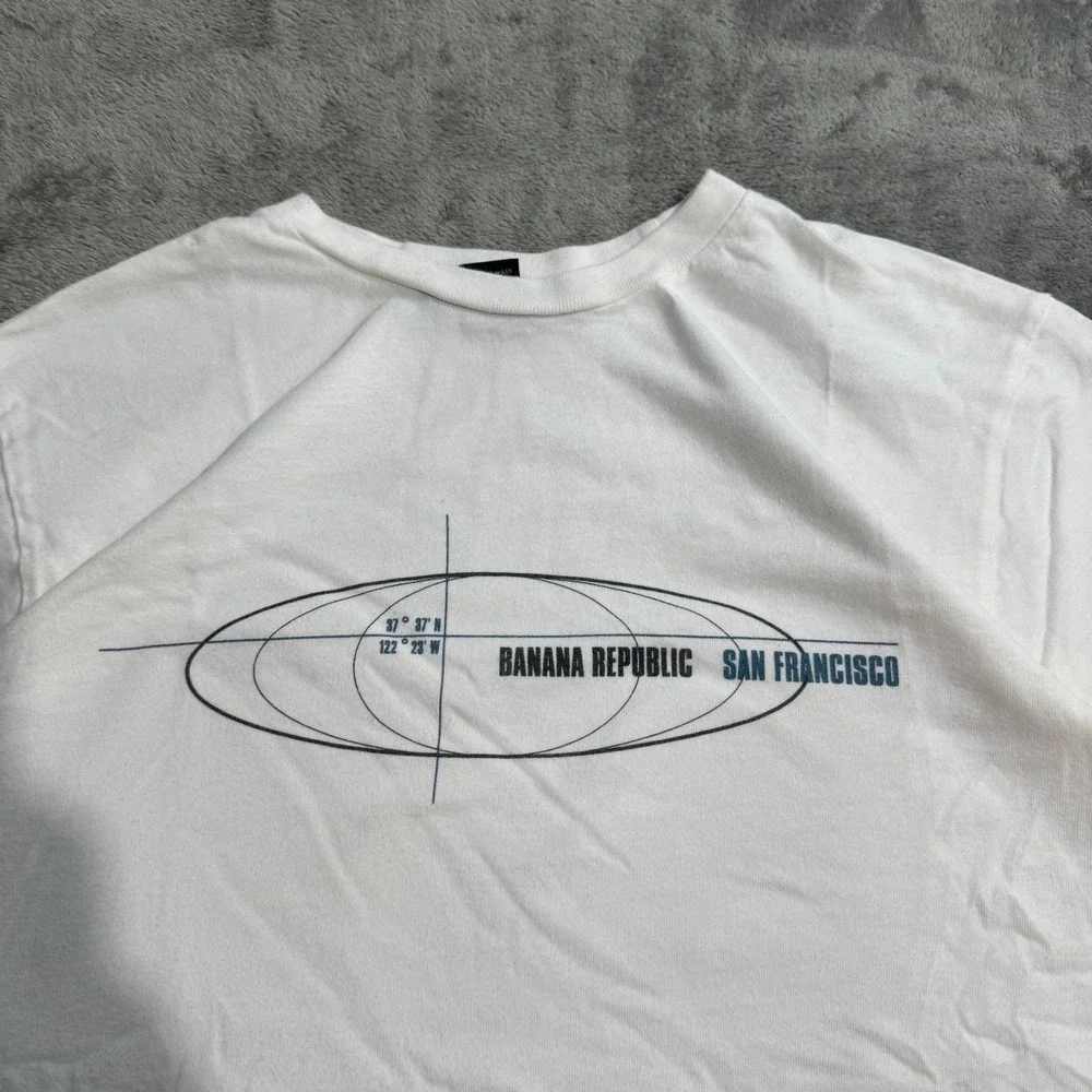VTG 90s Banana Republic San Francisco Graphic T-Shirt White Mens Small